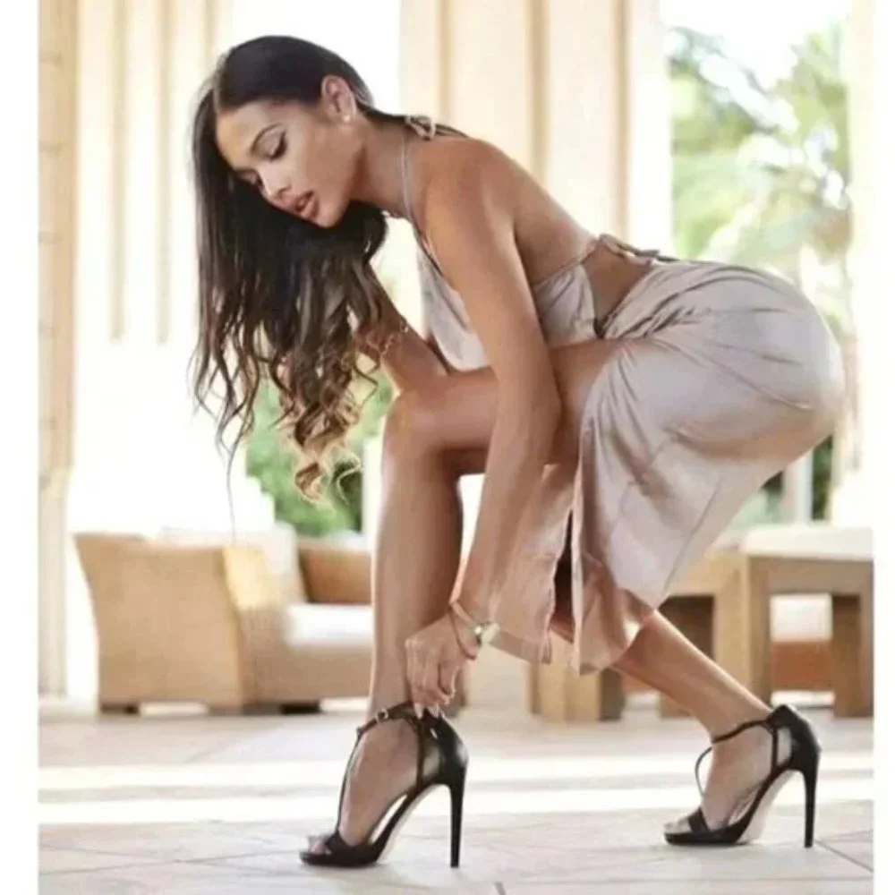 Nude Satin Halter Neck Backless Handkerchief Top and Front Silt Midi Skirt Set - Picture 8 of 17